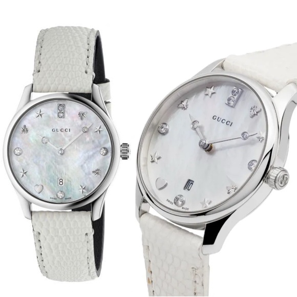 NEW! Gucci 29mm G-Timeless Diamond Watch w/ Lizard Leather Strap - Picture 1 of 16